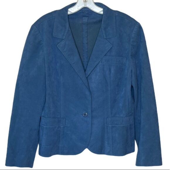 Vintage Ernst‎ Strauss Saks Ultrasuede Blazer Blue - Picture 1 of 8